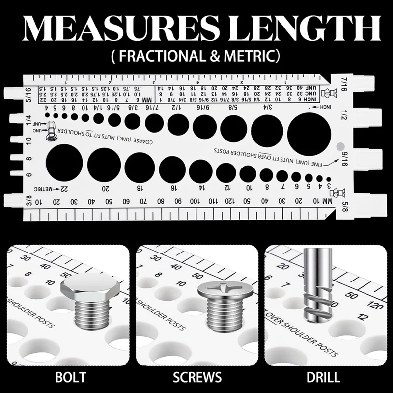 Bullone dado filettatura pollici e filettatura metrica Tester bulloni calibri misuratore di dimensioni metriche strumento di misurazione per vite