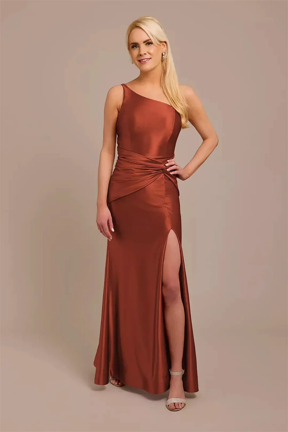 

Women's Formal Evening Gowns One Shoulder Pleated Side Split Evening Dresses Women Elegant Formal Party Gowns for Women