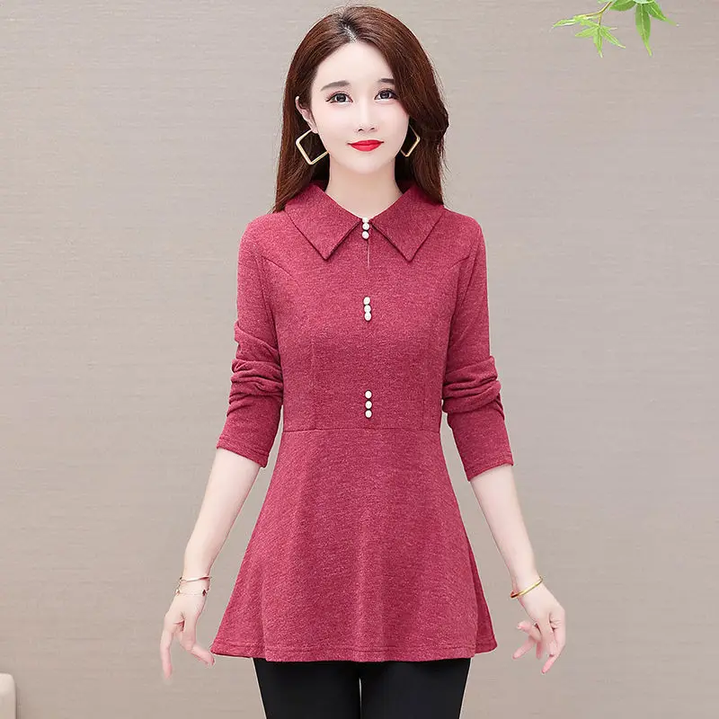 

Vintage Turndown Collar Blouses Oversized Slim Casual Tops Commute Office Lady Women's Clothing Autumn New Elegant Shirt Q344