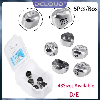 5 stks/doos Tandheelkundige Kroon Kids Voorgevormde Molaire Rvs Tijdelijke Kronen Primaire Molaire Tanden Refill Kinderen 1st 2nd D2-D7