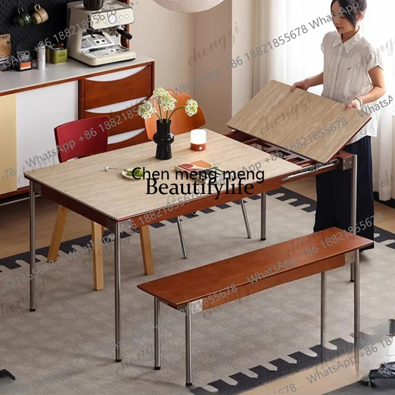 

C5556 Wood Mobile Dining Table Restaurant Nordic Designer Corner Dining Table Space Saving Extendable Muebles Living Room Furnit