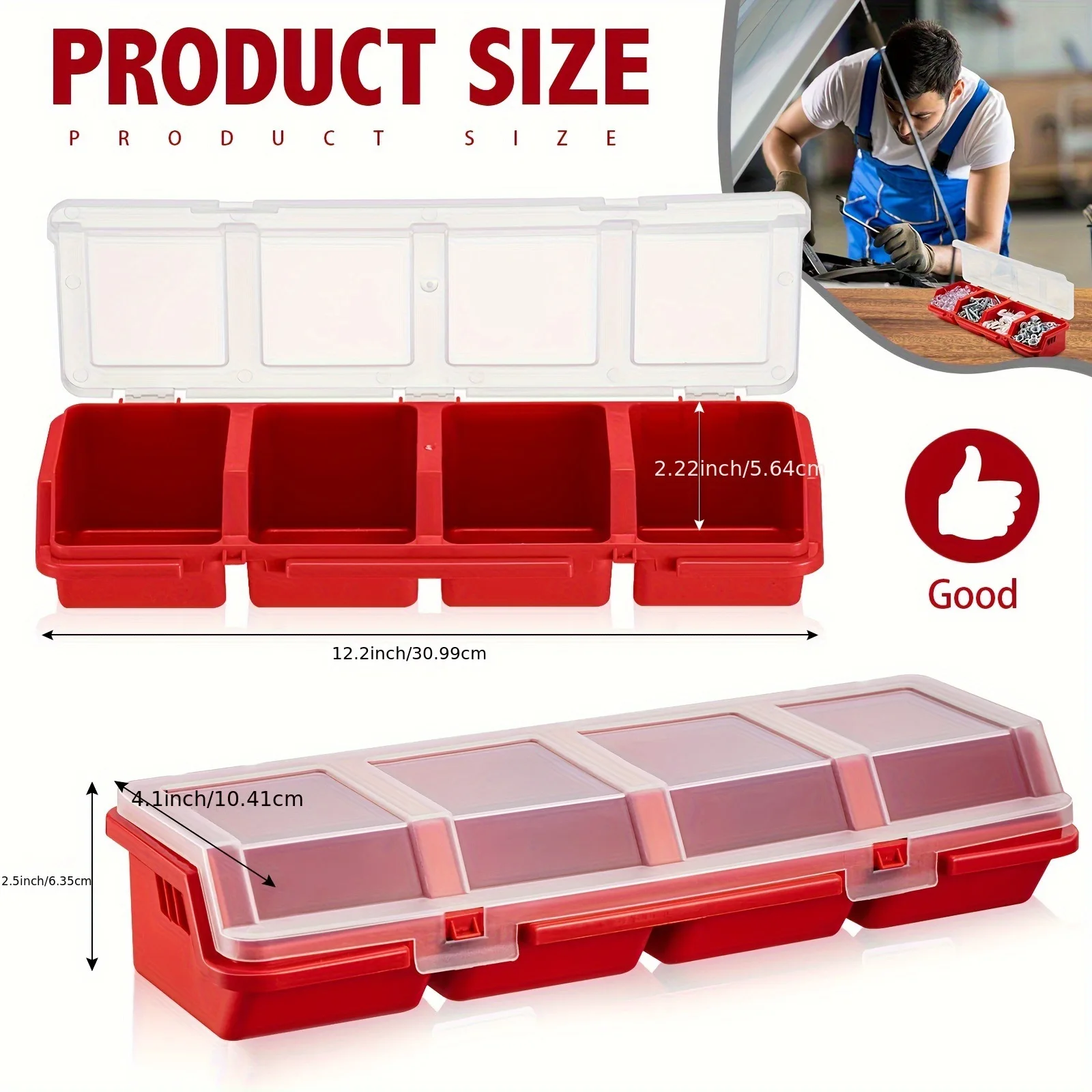 Multi-Compartment Organizer Box For Screws & Small Parts - Durable Plastic Hardware And Jewelry Storage Case
