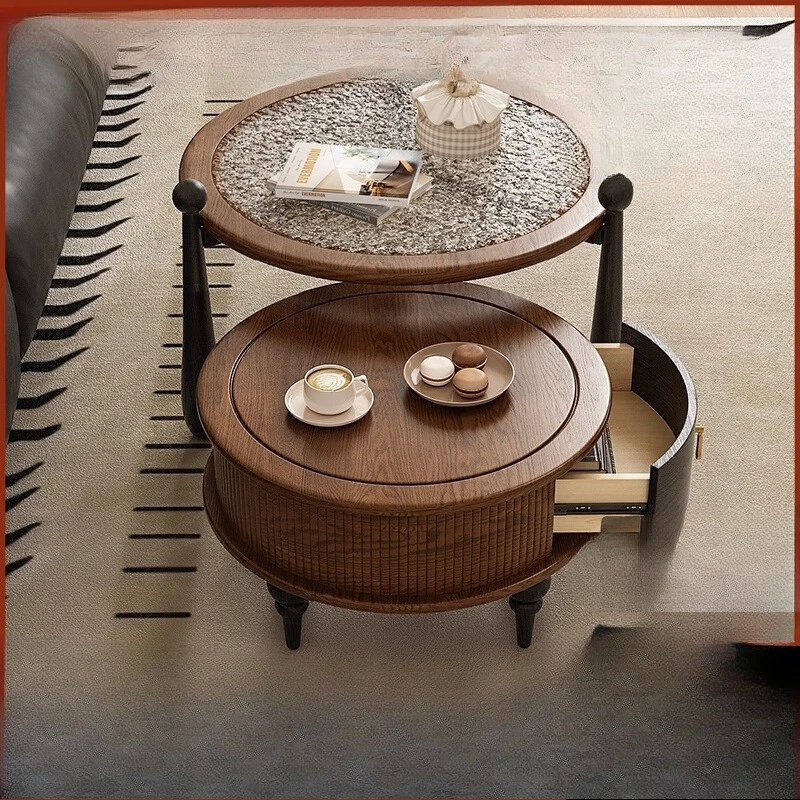 

American retro solid wood coffee table, living room household small apartment, high-end tea table