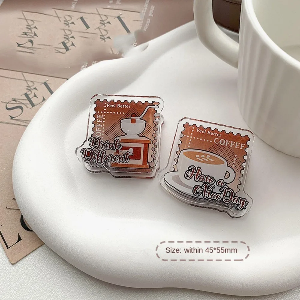 Binder Clips Kawaii Coffee Acrylic Clips Coffee Cup Vintage Stationery Test Paper Clip Creative Stationery Coffee Paper Clip
