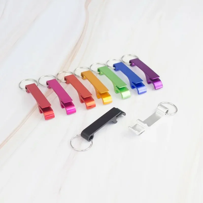 Colorful 4 In 1 Bottle Opener Key Chain Chain Portable Metal Beer Bar Open Bottle Tool Summer Beverage Beer Accessories