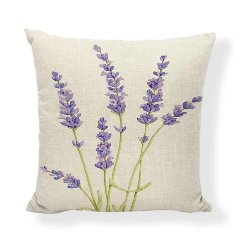 Flower 2025 Lavender Cushion Cover 45x45 Purple Flowers Letter Pillowcase Farmhouse Home Sofa Car Decorative Throw Pillow Cover