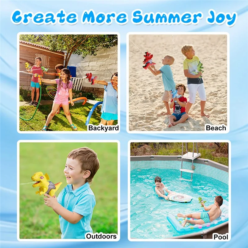 ABUM-Small Dinosaur Water Pistols, Water Fighting Games For Boys & Girls Toddlers In Swimming Pool Lawn