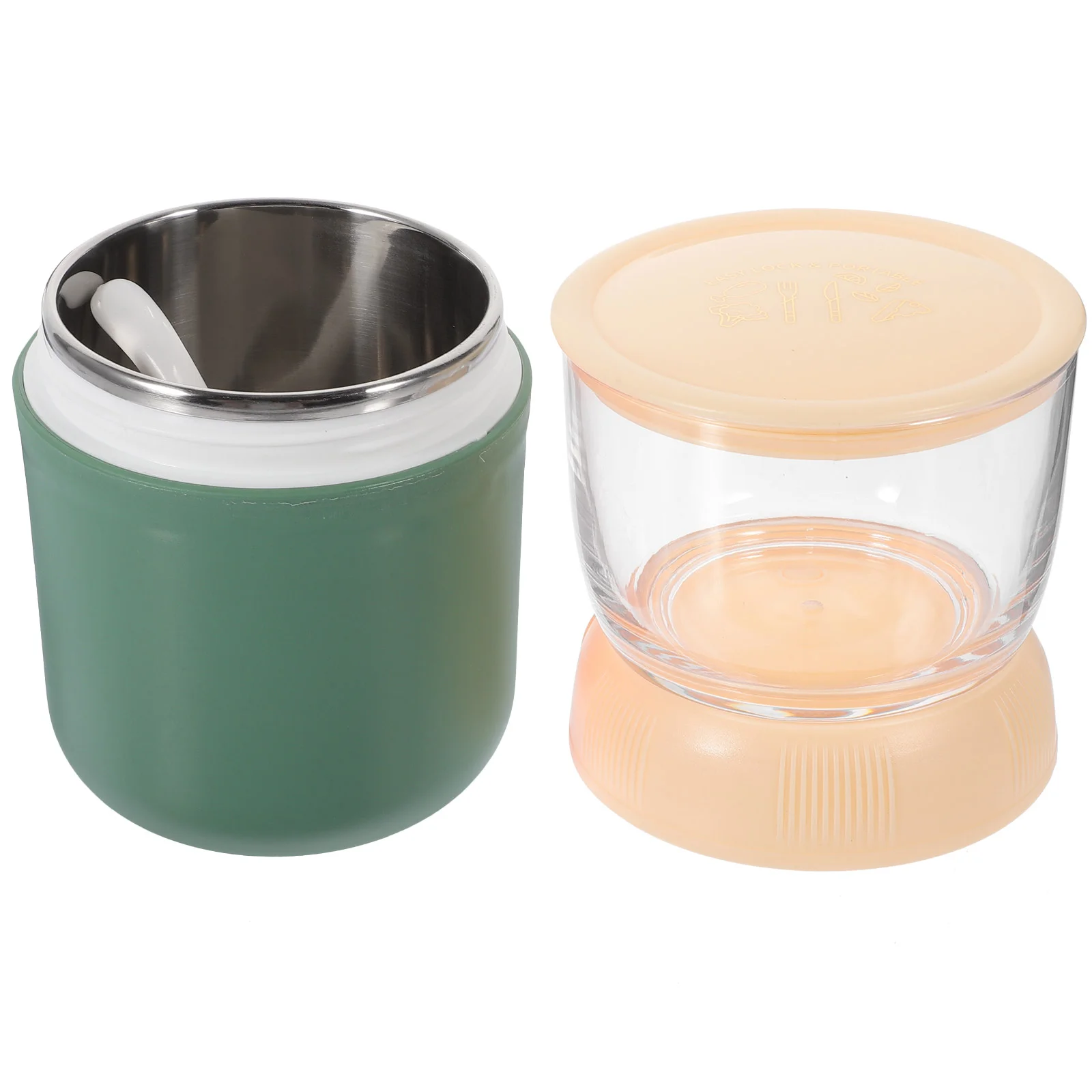 Portable Breakfast Cup Baby Spoon Cereal Oatmeal Jar Overnight Oats Small Containers With Lids Office Household