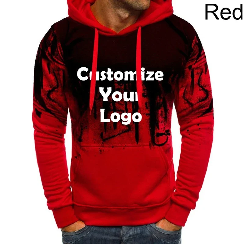Customized Fashion Men's Autumn/winter Printed Hoodies Gradient Joggers Sportwear Casual Sport Hoodies Pullover Hoodies