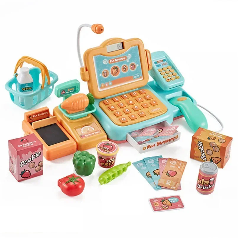 Registrierkasse-Spielzeug für Kinder, lustiges Mini-Lebensmittel-Supermarkt, perfektes Rollenspiel-Geschenk für die Geburtstage junger Mädchen