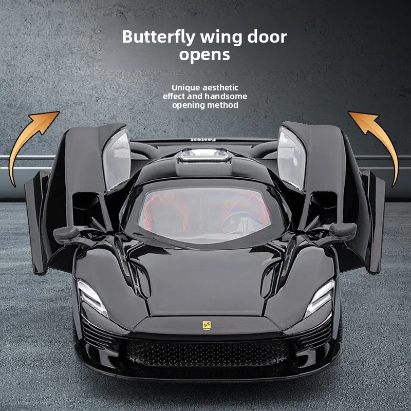 1:22 스케일 SP3 스포츠카 - 합금 풀백 장난감, 플라잉 윙 도어 및 음향광학 효과, 시뮬레이션 자동차 모델