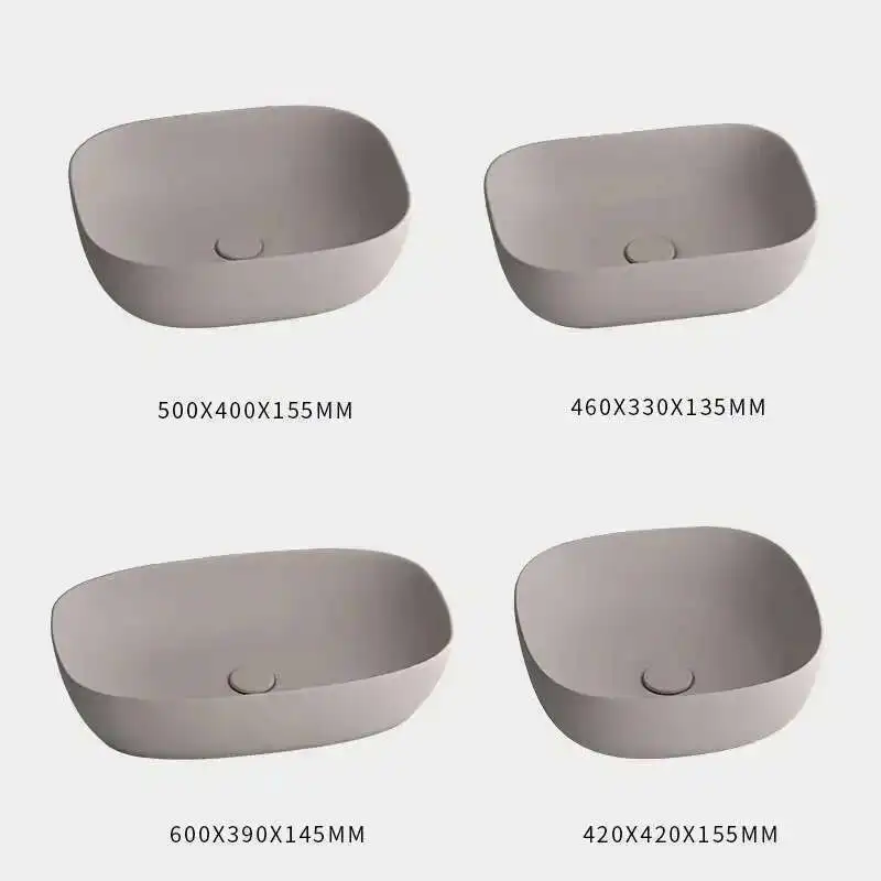 Pias de banheiro de cerâmica modernas para cozinha oval aprofundado fosco luz luxo cáqui fácil de limpar design pia para pátio