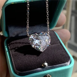 Fashion Lovers Pendant 15mm Heart cut Diamond 925 Sterling silver Party Wedding Pendant Necklace for women jewelry