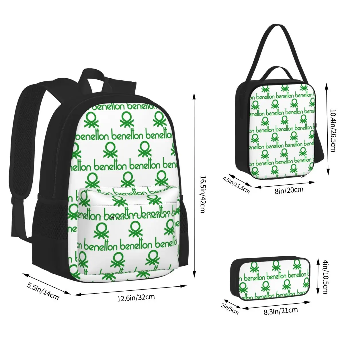 United Colors Of Benetton Backpacks Kids Bookbag School Bags Rucksack Lunch Bag Pen Bag Three-Piece Set view 2