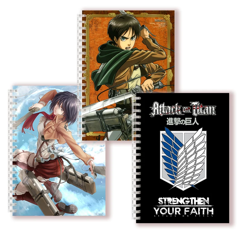 A5 Spiral Notebook Anime - Attack On Titan - Manga Rock Binder Ring Note Book Figures Levi Ackerman Eren Jaeger Cosplay #   H101