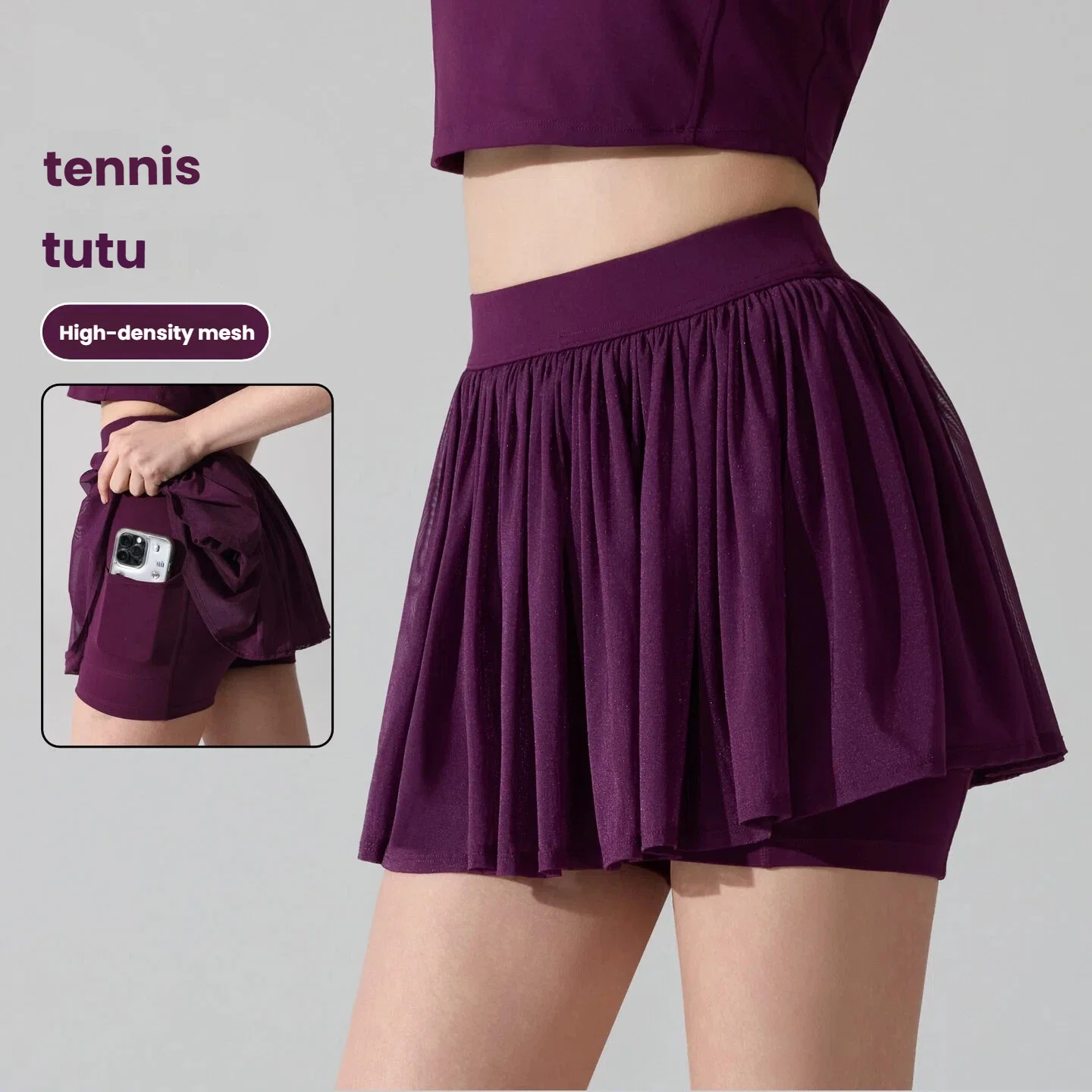 

Модная плиссированная спортивная юбка из сетки, короткая юбка с защитой от просвечивания, для бега, фитнеса, бадминтона, тенниса, сексуальная одежда для женщин
