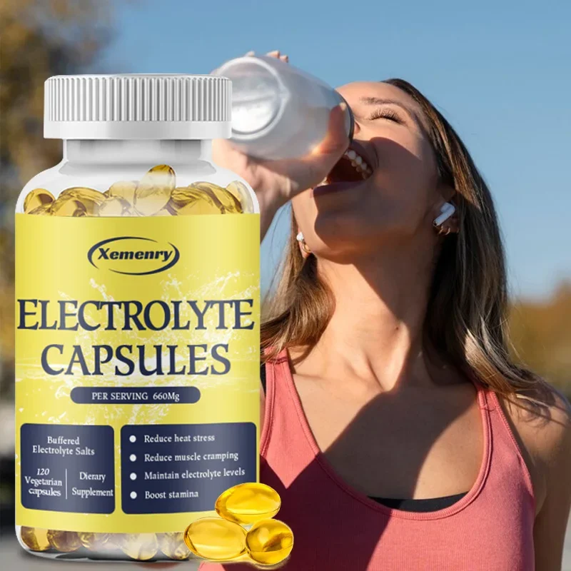 Cápsulas de eletrólito premium – comprimidos de sal e eletrólitos para alívio de cãibras nas pernas, recuperação esportiva, suplemento essencial para caminhadas
