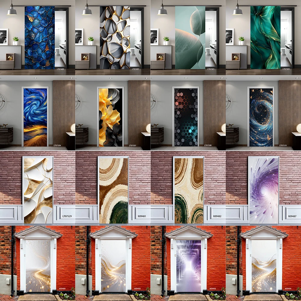 

Marble Abstract Door Sticker, Removable Peel and Stick Self Adhesive Wallpaper, Fluid Art Mural for Home Decor