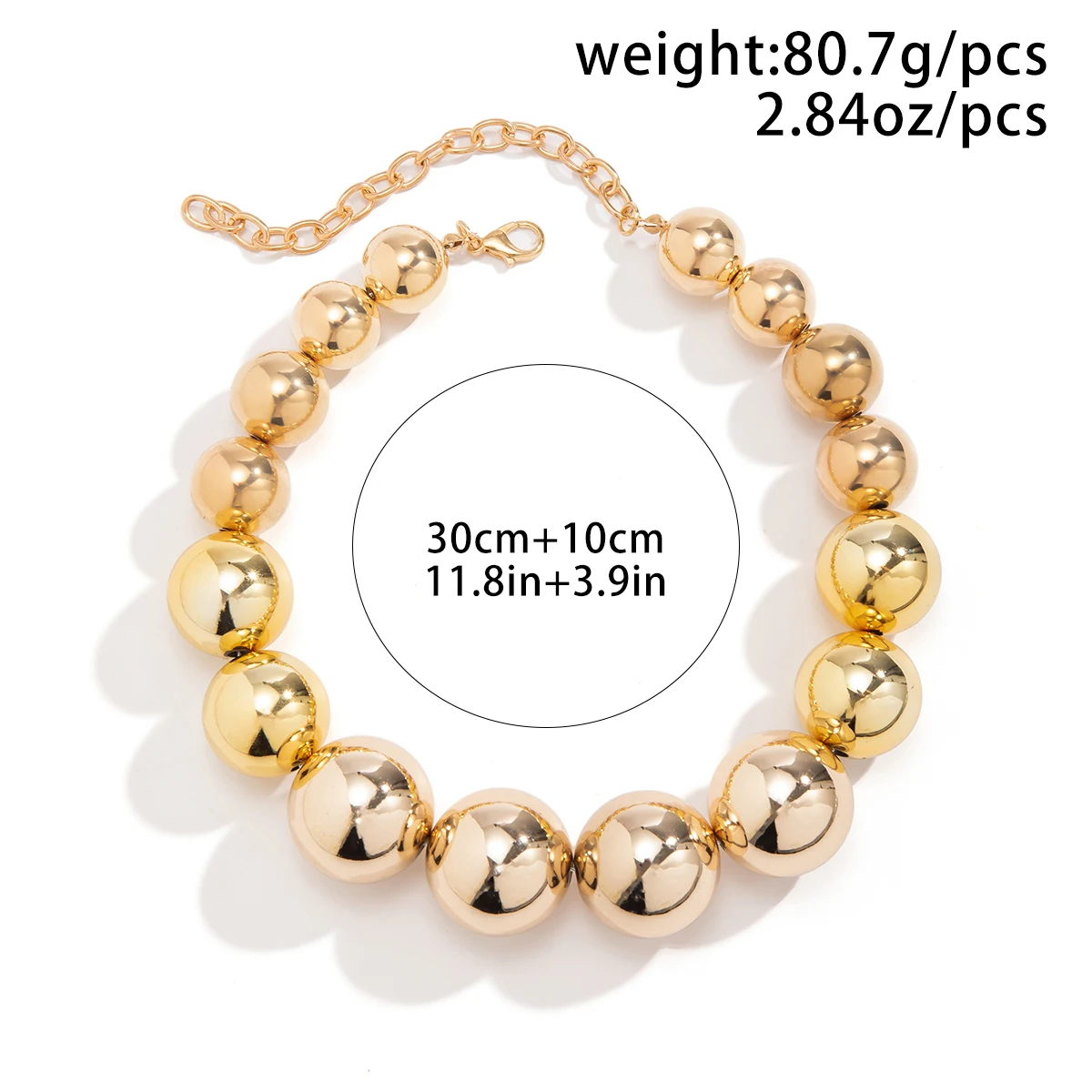 IngeSight.Z Exaggerated CCB Material Big Ball Beads Choker Necklace For Women Punk Gold Color Hip Hop Chain Party Jewelry Gifts