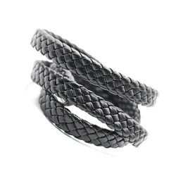 1 Meter 12x6mm 8x4mm Black Brown Flat Braided PU Leather Cords for DIY Leather Bracelet Jewelry Making Findings