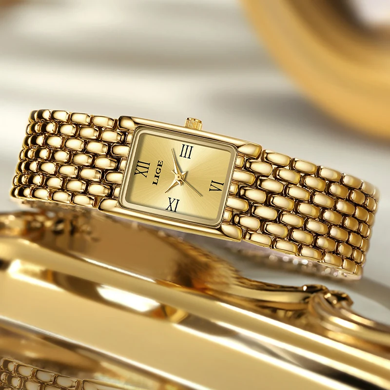 LIGE 2026 Elegant Watches Ladies Fashion Luxury Quartz Wristwatches Casual Waterproof Steel Strap Womens Watch Gifts Reloj Mujer