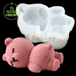 3D Sleeping Bear Design Pudding Silicone Mold Jelly Chocolate Mousse Mould Cake Decorating Tools DIY Candle Soap Molds Bakeware