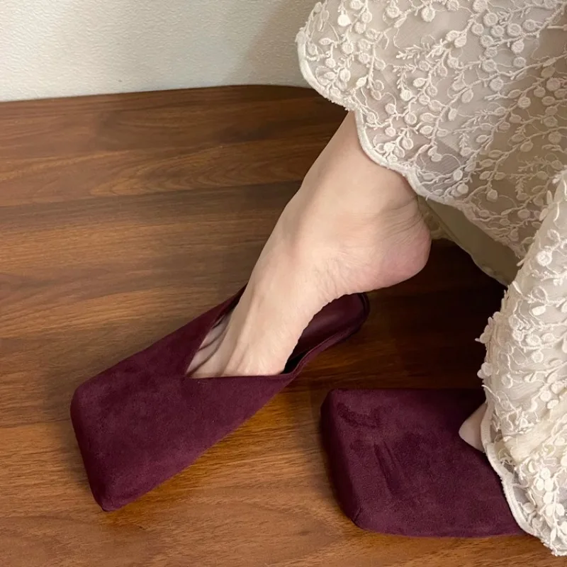 الجلد المدبوغ الشقق النساء نعال من القطن ساحة تو موضة البغال أحذية عادية Slingback المرأة أحذية الشتاء الاتجاه Mujer Zapatos