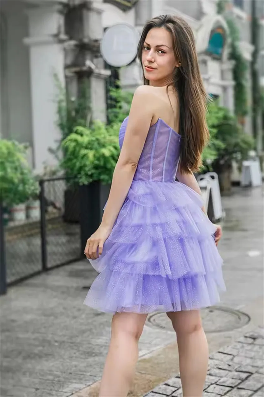 Vestidos de fiesta cortos personalizados de corte a, vestido de fiesta de tul sin mangas con escote en forma de corazón, Mini vestido de noche, vestidos de fiesta 2025