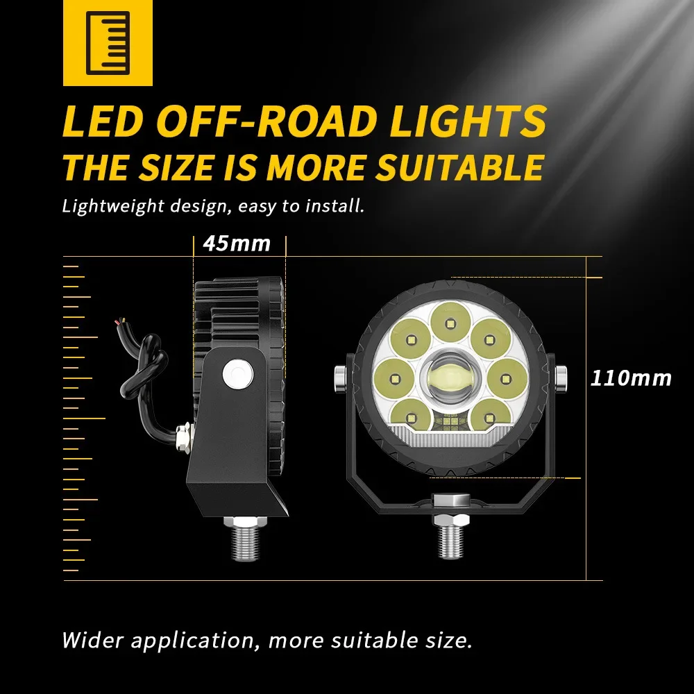 New 4-inch round laser off-road spotlights Driving lights with DRL signal car modified LED work lights