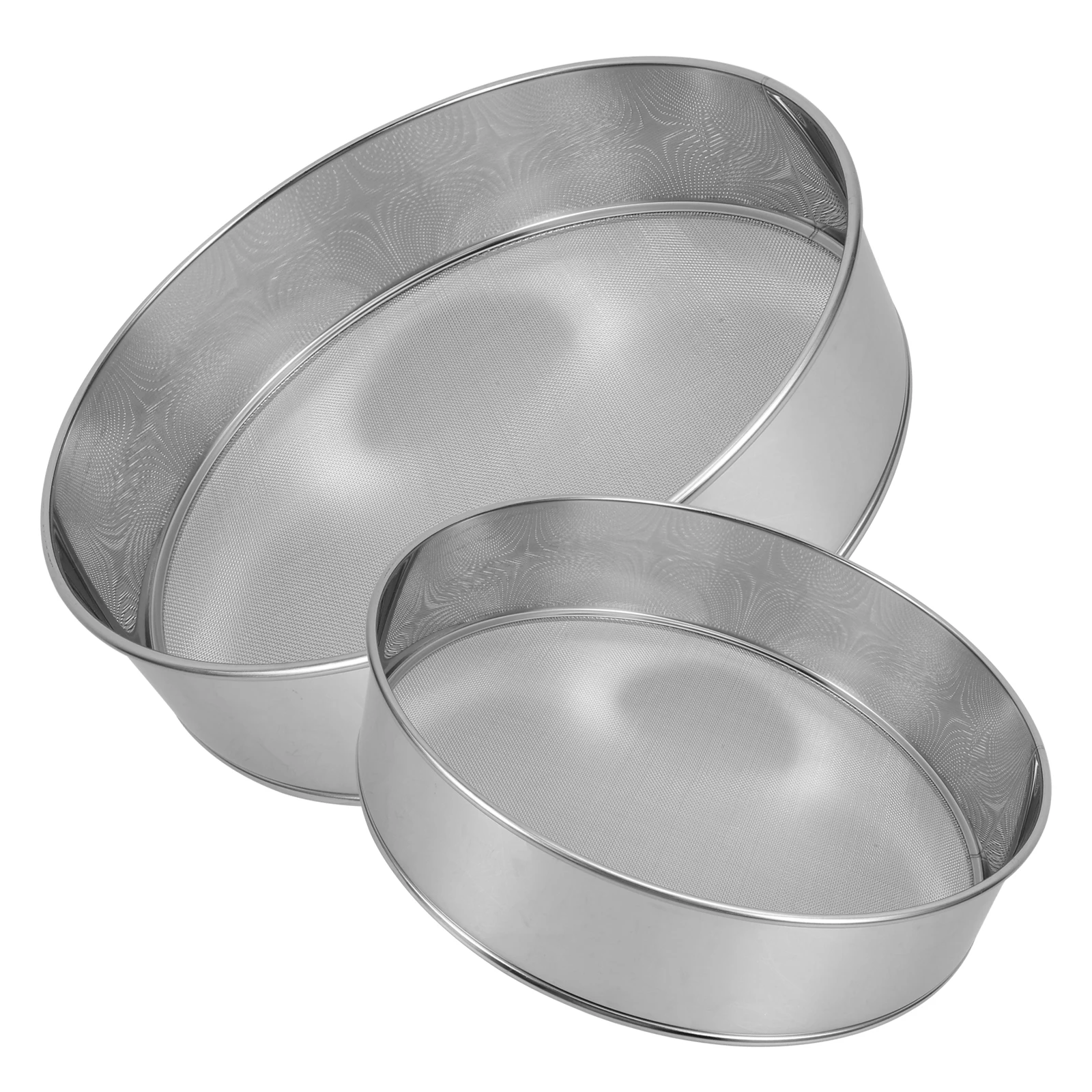 

2pcs Stainless Steel Flour Sifter Fine Mesh Handheld Baking Tool Kitchen Strainer Sieve for Powder Sugar Sifting Round Shape