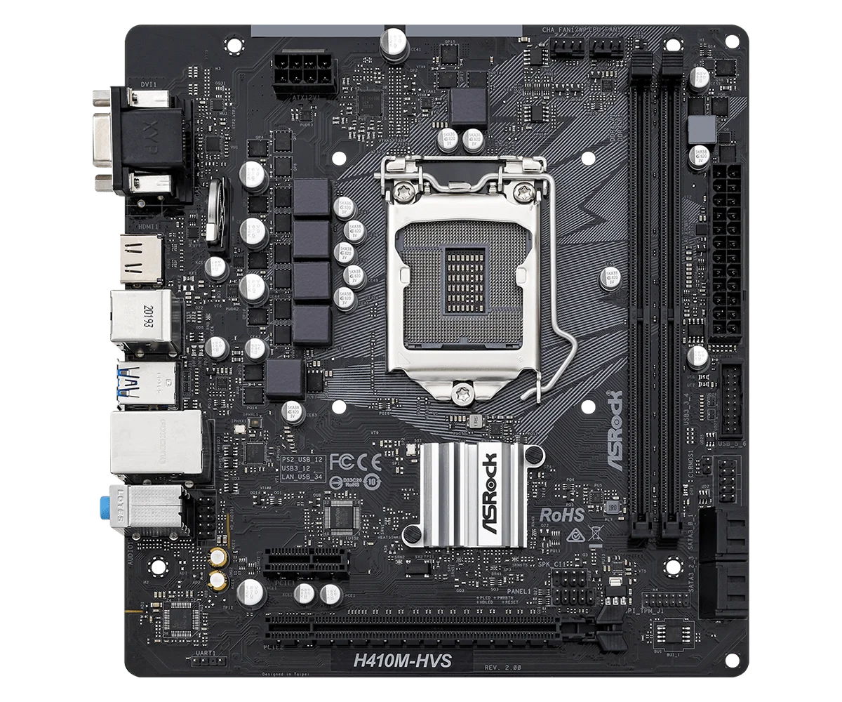 ASRock H410M-HVS Motherboard Intel H410 LGA 1200 DDR4 64GB M.2 Support I9-10900F I5-10600 I5-10400 I3-10105 CPU
