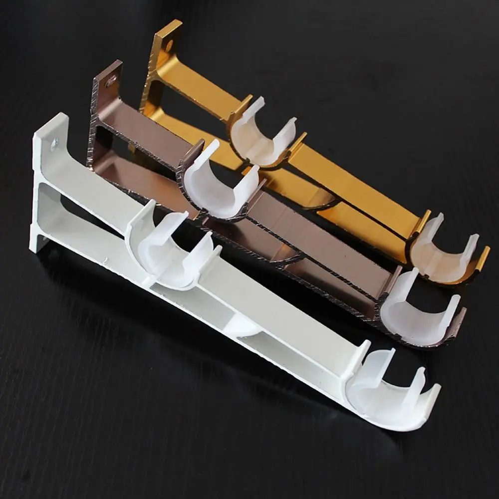 1Pcs Single Double Hang Curtain Rod Bracket Fixing Clip Furniture Hardware Hanger Hook Crossbar Aluminum Alloy Rod Support Clamp
