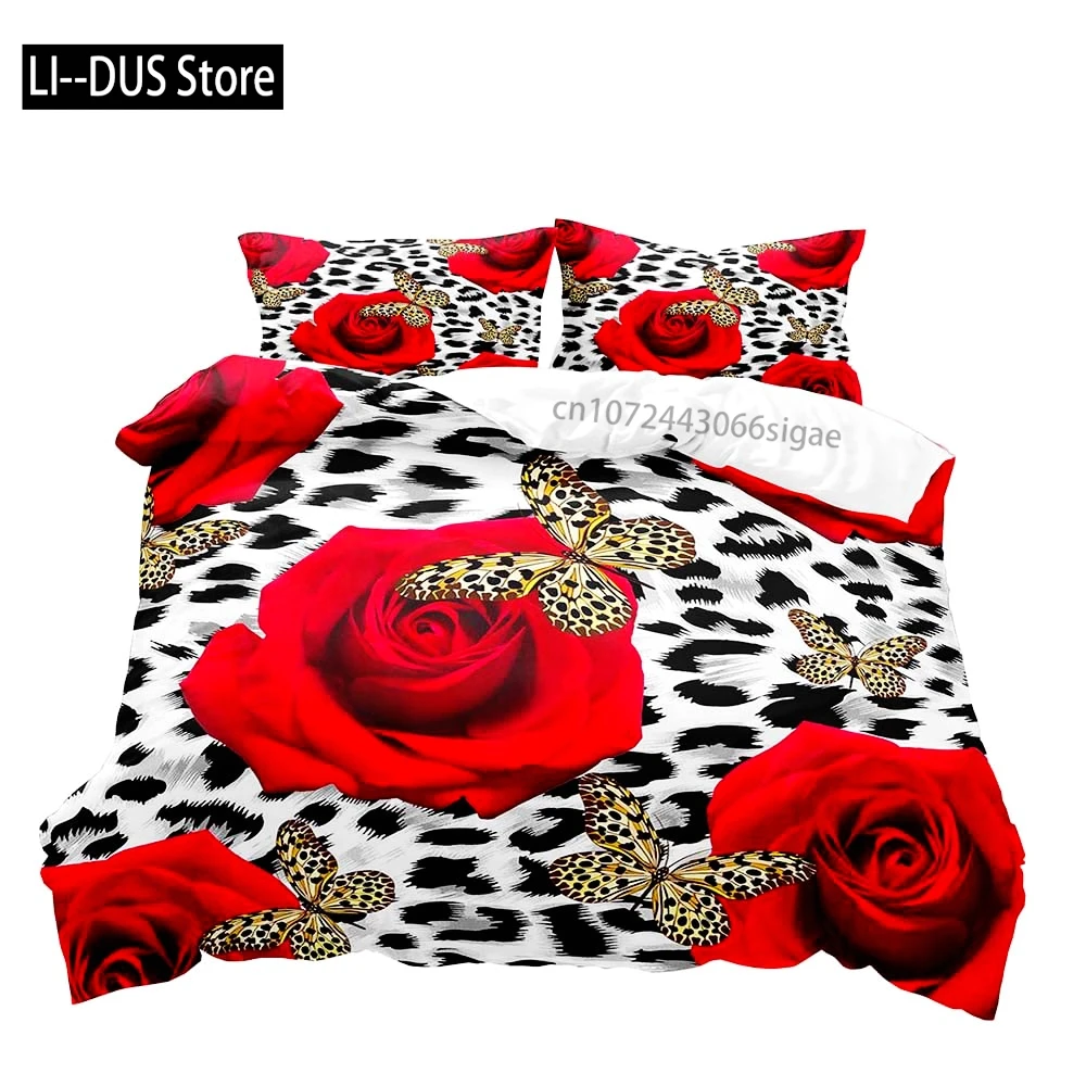 

Luxury Leopard Duvet Cover Queen Bedding Sets, Black Comforter Quilt Cover, Cheetah Print Gifts for Men Boyfriend,2 Pillow Shams