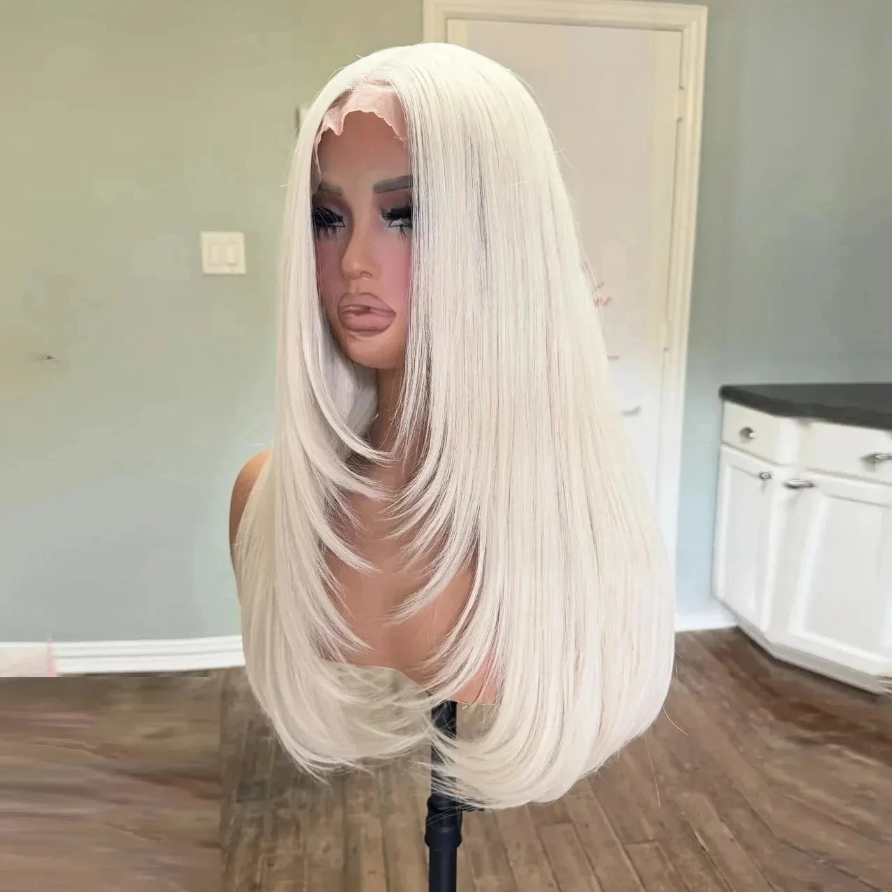 شعر مستعار أبيض الطبقات قطع شعر مستعار العظام مستقيم الدانتيل شعر مستعار أمامي قبل قطعها غلويليس 13x4 HD الدانتيل الباروكة الاصطناعية تأثيري الطرف