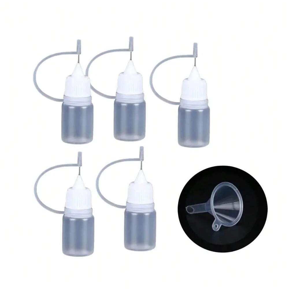Bottiglia vuota con punta ad ago da 1/5 pezzi con tappo nero, contenitore per colla liquida da 10 ml 100 ml per fai da te, scrapbooking, artigianato e modellazione di carta