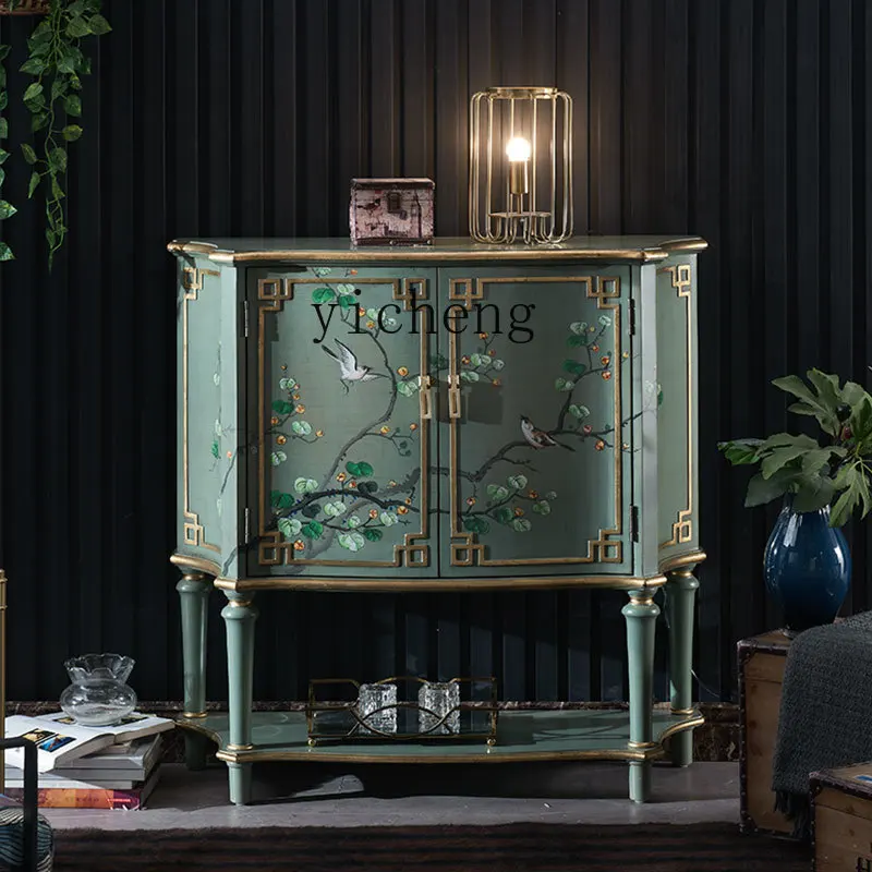 

LSL entrance old hand-painted dining edge corner cabinet storage decoration