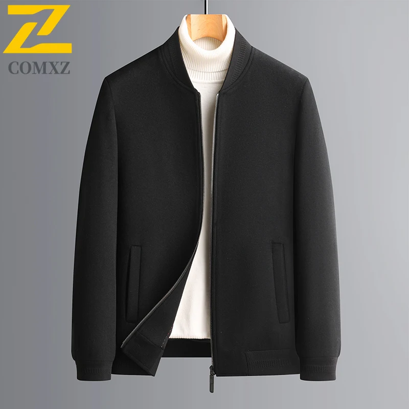 

COMXZ 2025 New Wool Jacket Mens Casual Baseball Collar Commuting Office Coat Fashionable Comfortable Business Casual Outerwear