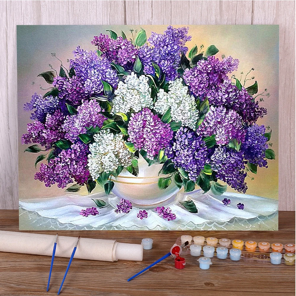 Scenery Flowers Painting By Numbers Kit Acrylic Paints 40*50 Picture By Numbers Photo New Design For Kids Wholesale Handiwork