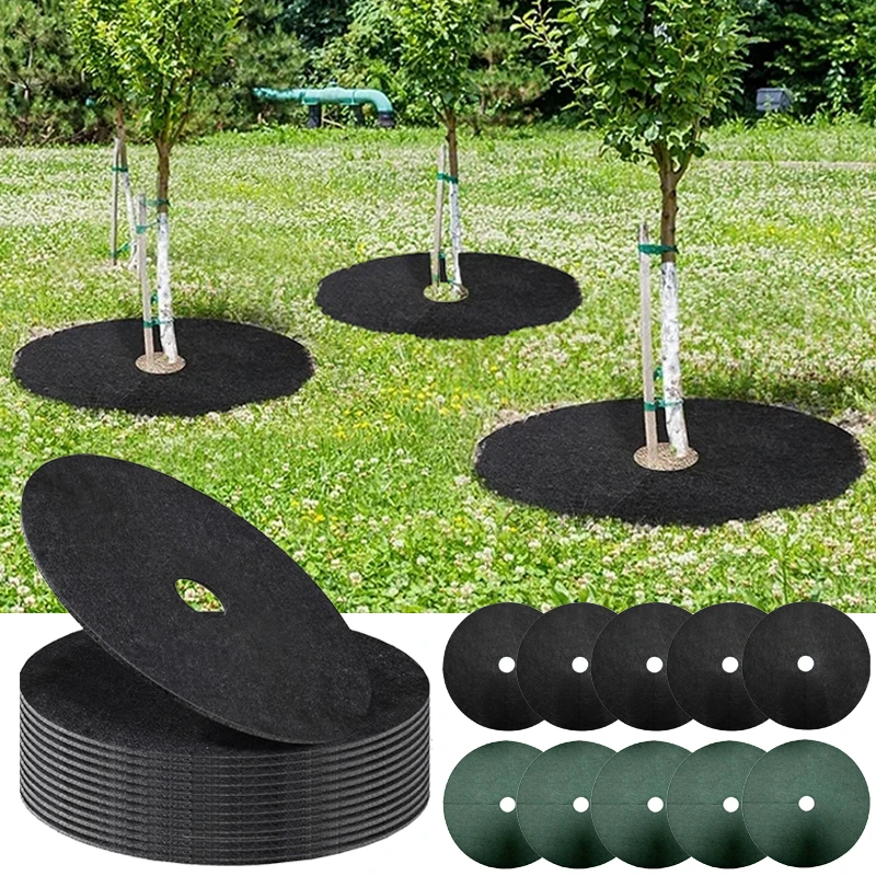 

5PCS/set Non-Woven Tree Mulch Ring Weeding Barrier Protector Mat Plant Cover Anti Grass Gardening Fabric Weed Control, 15cm-52cm