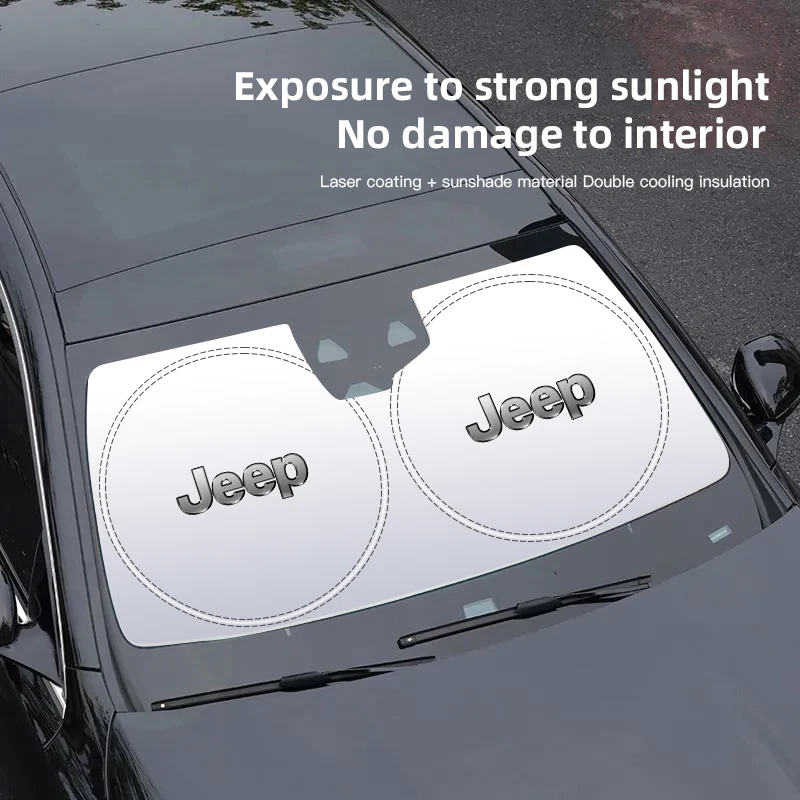 Pára-brisa dianteiro do carro sombra viseira proteção uv escudo para jeep renegade wagoneer avenger recon wrangler jk gladiador bússola