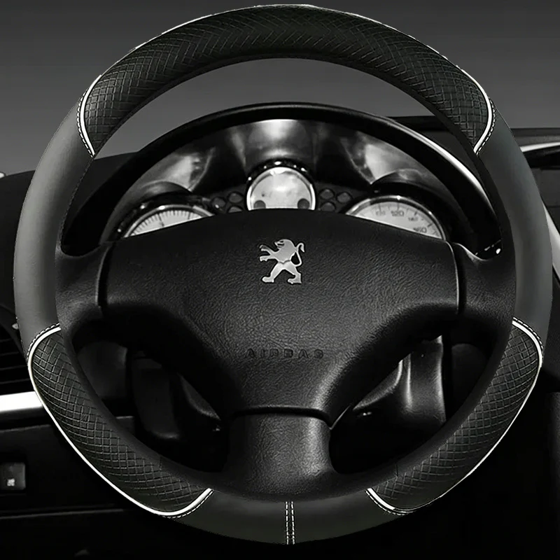 38cm Car Steering Wheel Cover For Peugeot 106 107 108 206 207 208 301 307 308 406 407 408 508 607 3008 4008 5008 GT RCZ Rifter