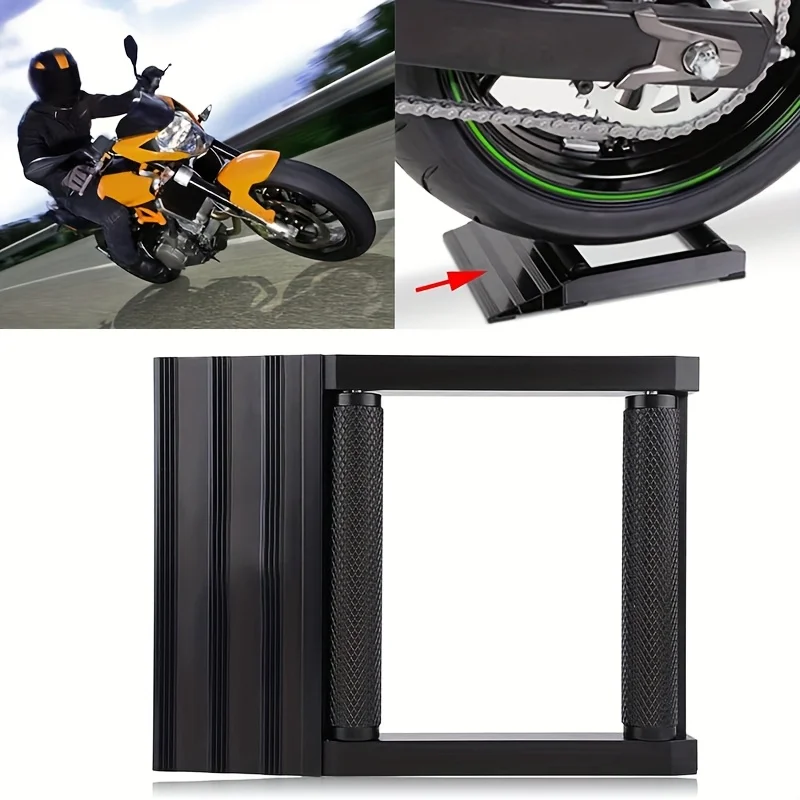 

Motorcycle Tire Cleaning Stand Portable Motorbike Tyre Wheel Chain Clean Lubricate Shelf with Durable Rollers Ramp Lif