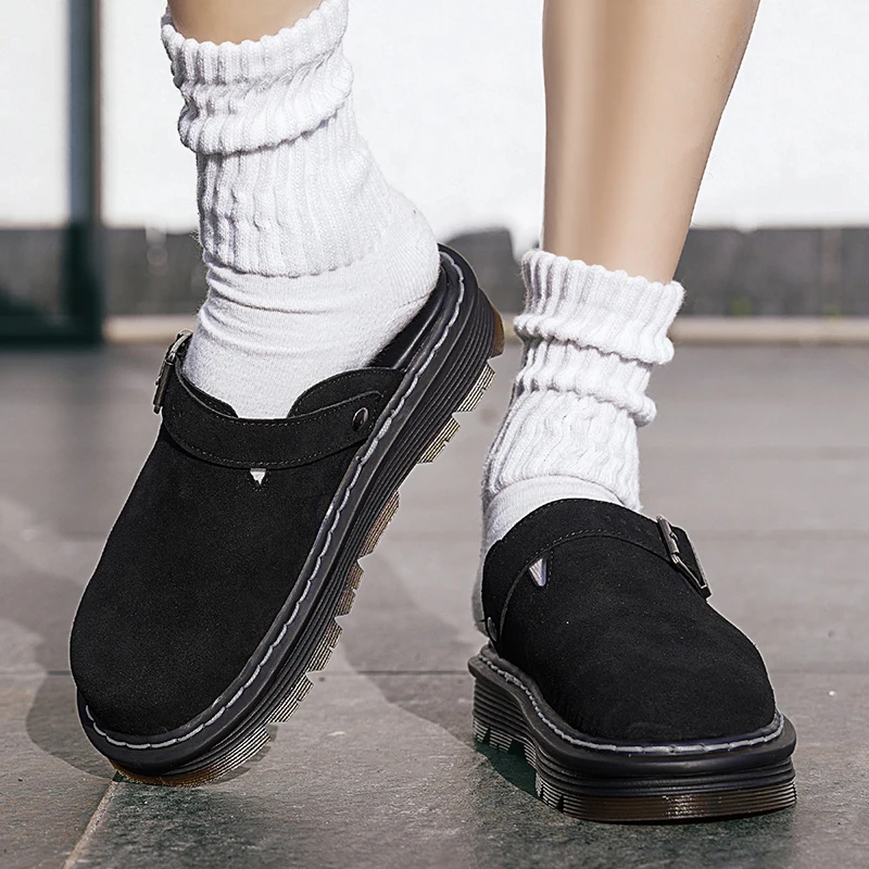 

Luxury Spring Summer New Men's Flat Buckle Slippers Breathable Comfortable Casual Fashion Daily Bottom Adult Leisure Shoes