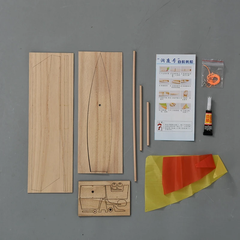 Self-Propelled Sailboat Wooden Boat Model Assembly Kit DIY Assembly Toys Children's Handmade Toys