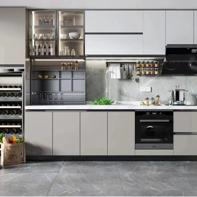 Aluminum Alloy Cabinets Open Home Rock Slab Kitchen Hanging Door Panels Integral Home Kitchen  Waterpr