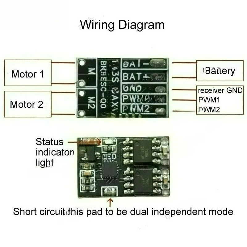 4PCS 1-3S 2-way Brushed ESC 3A/5A Drive Current Bidirectional Electronic Speed Controller for RC Tank Mini Tracked Vehicle Parts - view 3