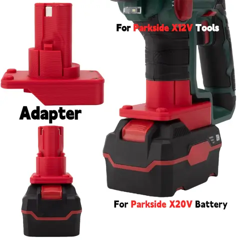 Battery Adapter for Lidl Parkside X20V TEAM Lithium Ion Battery TO Parkside X12V Cordless Power Tools Accessory(Only Adapter)
