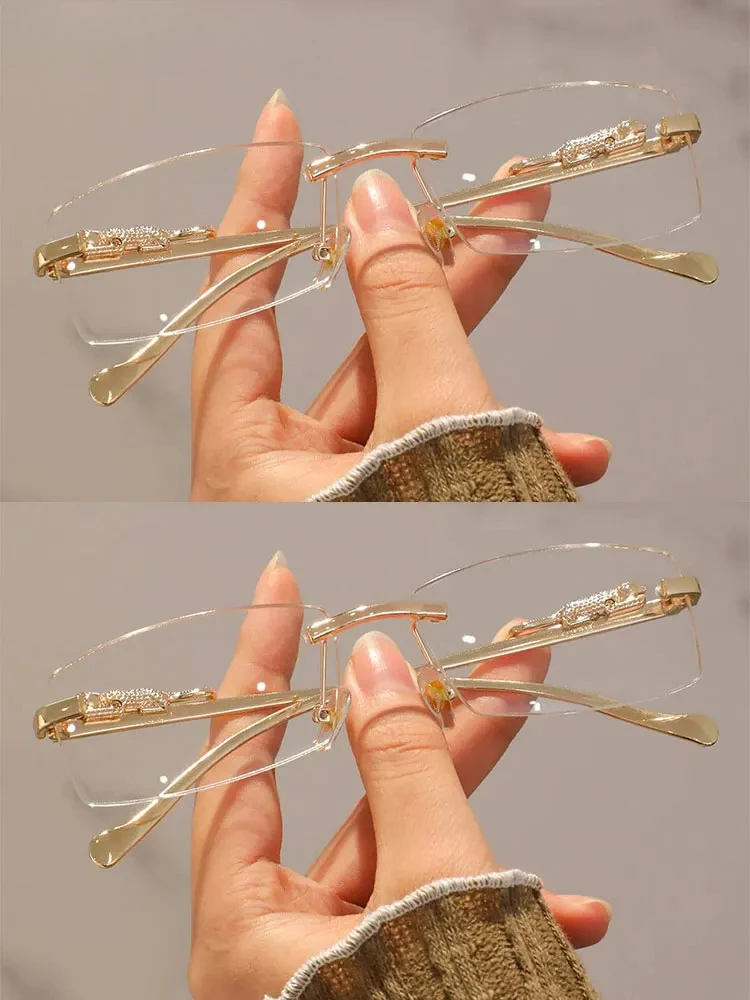 1PC Unisex Metal Rimless Glasses Square Frame Clear Glasses For Animal Accessories Street Snap image 6