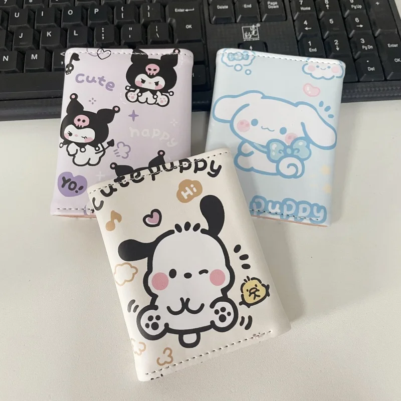 محفظة سانريو الجديدة مدمجة وسعة كبيرة ومحفظة صغيرة للعملات المعدنية على شكل رسوم كرتونية لطيفة وحقيبة قصيرة للطلاب