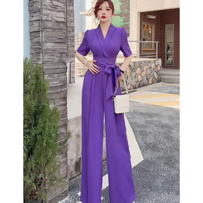 

Черный элегантный комбинезон с высокой талией для женщин, летний, новый, на шнуровке, облегающий, с широкими штанинами, в стиле кибер-селебрити, шикарные женские брюки